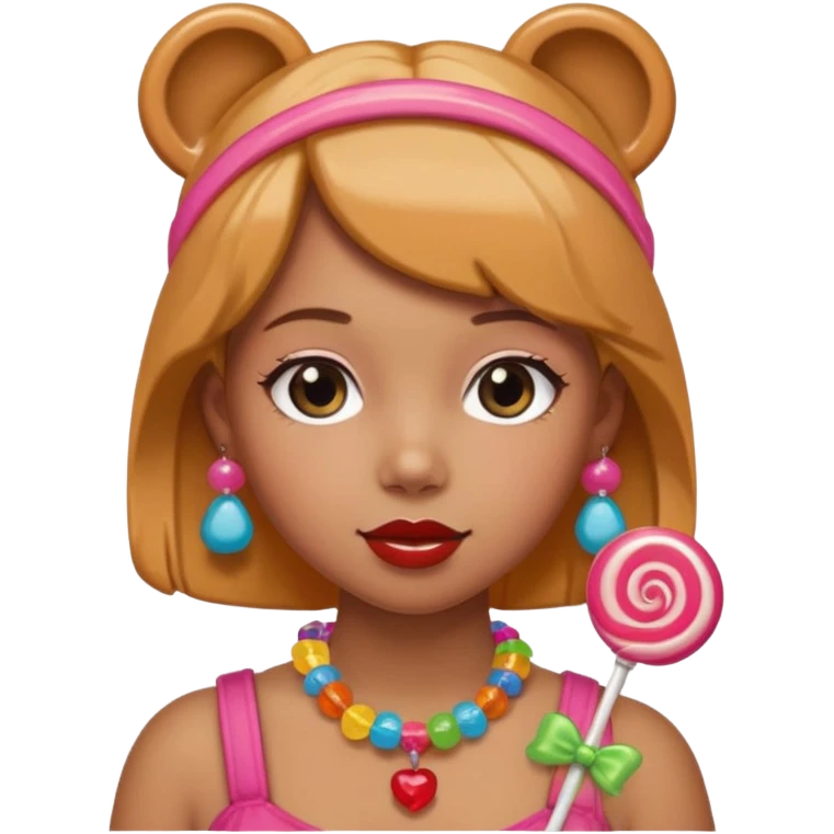 girl made of candy, with accessories from candy emoji