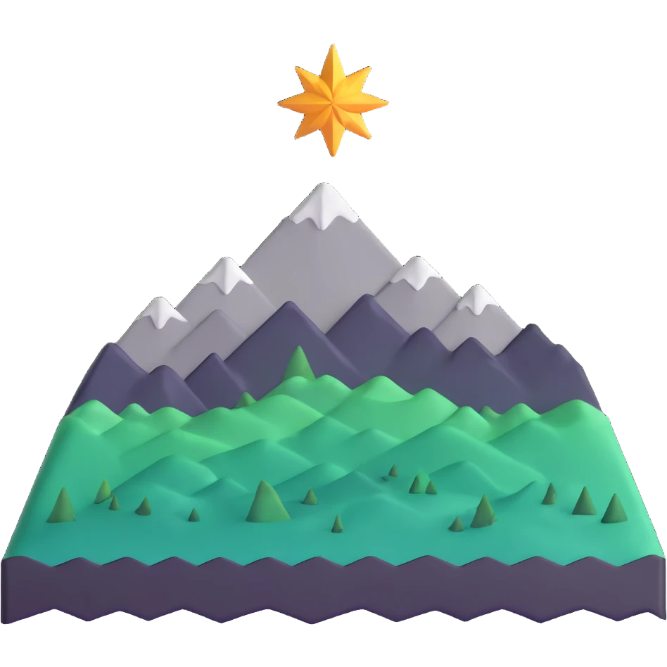 eight-pointed star with wide points and mountain silhouette in middle emoji