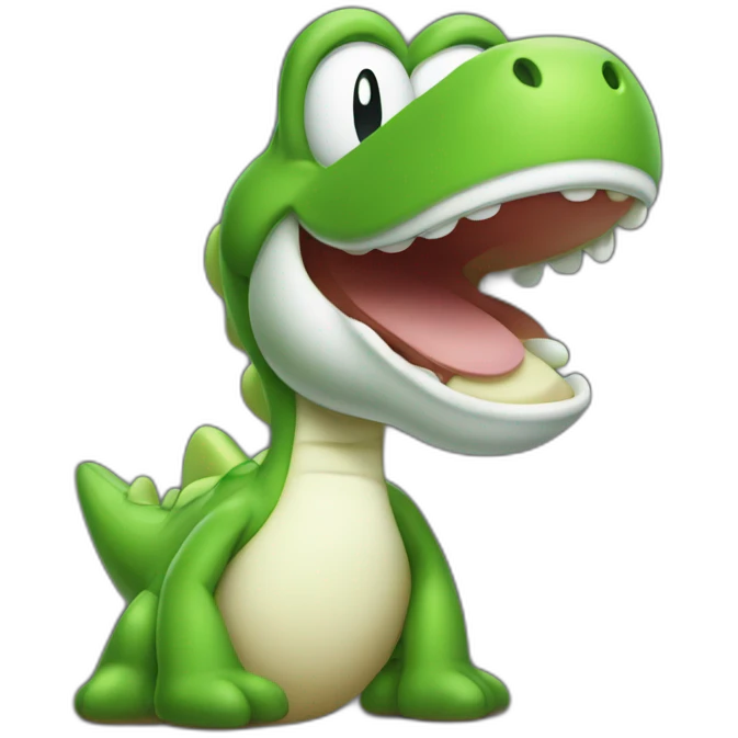 Yoshi with long tongue sticking out face only emoji
