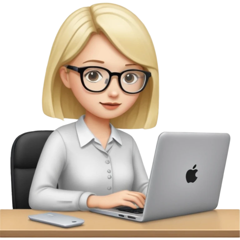a girl with a laptop in the office emoji