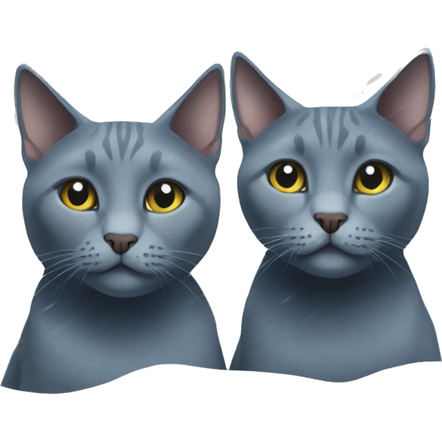Two Russian Blue cats in snow emoji
