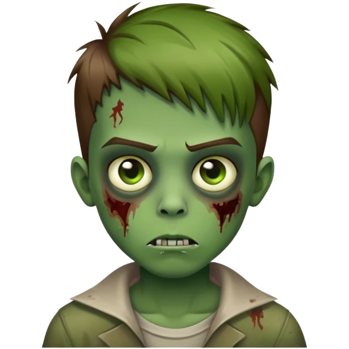 boy zombie with brown straight hair fade hair with green skin emoji