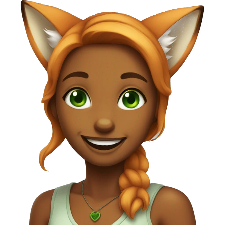 fox girl with green eyes smile emoji