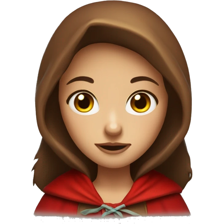 Red riding hood  wit red hood and big light green eyes long brown hair with hightlights emoji