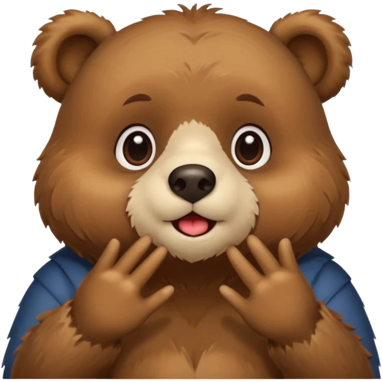 i want a animated bear like dudu the bear sends a kiss with his left hand then right hand emoji