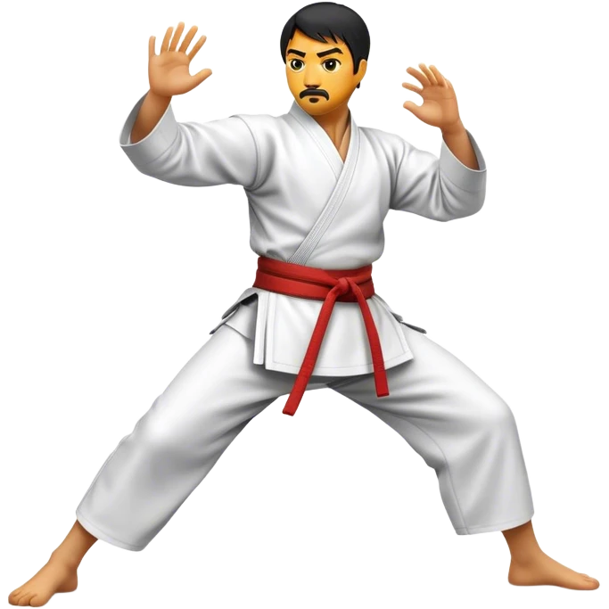 Cinematic Realistic Kung Fu Action Emoji, depicted as an epic martial arts scene with a master executing a precise move in traditional attire, rendered with fluid motion and vibrant textures under dramatic high-contrast lighting. emoji
