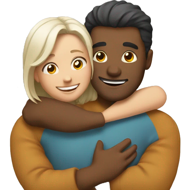 couple hug with warm smiles emoji