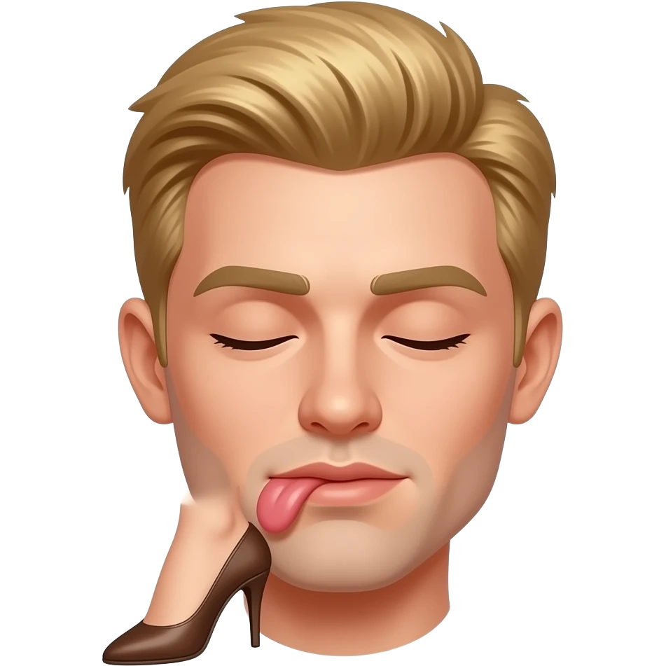 Blonde man with closed eyes, licking heels emoji