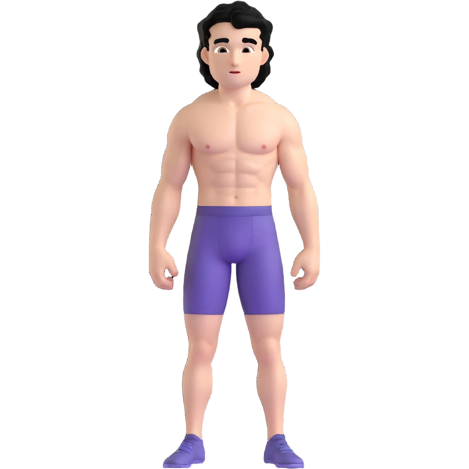 shirtless male athlete with white skin and black curly hair on top with shaved sides emoji