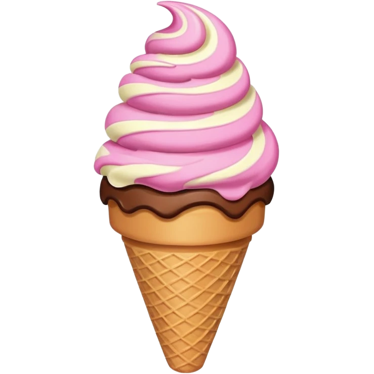 Chocolate and vanilla ice cream cone swirl with a pink heart on top emoji