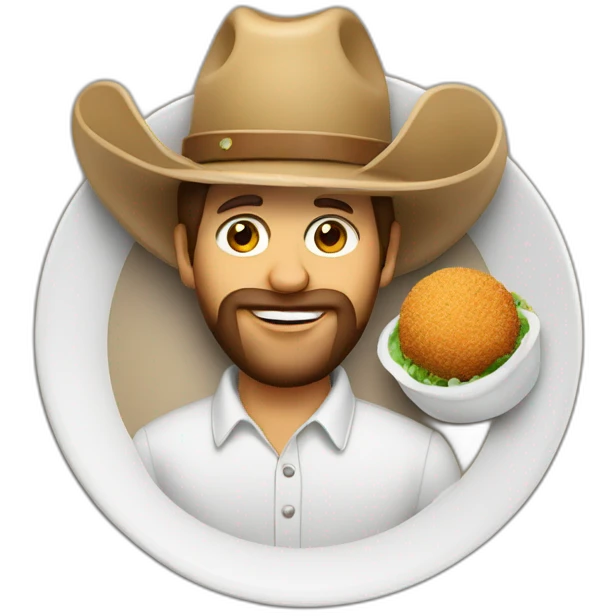 plate of falafel wearing a cowboy hat emoji