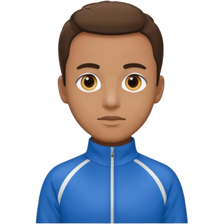 grand brun aux yeux bleu en survêtement  emoji