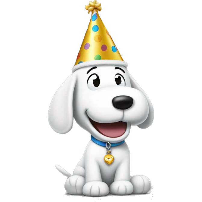 snoopy with a birthday hat emoji