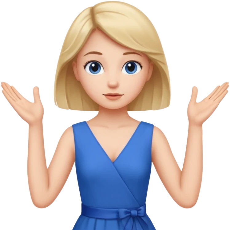 A girl with curious expressions and her arms making a v  on her waist  emoji