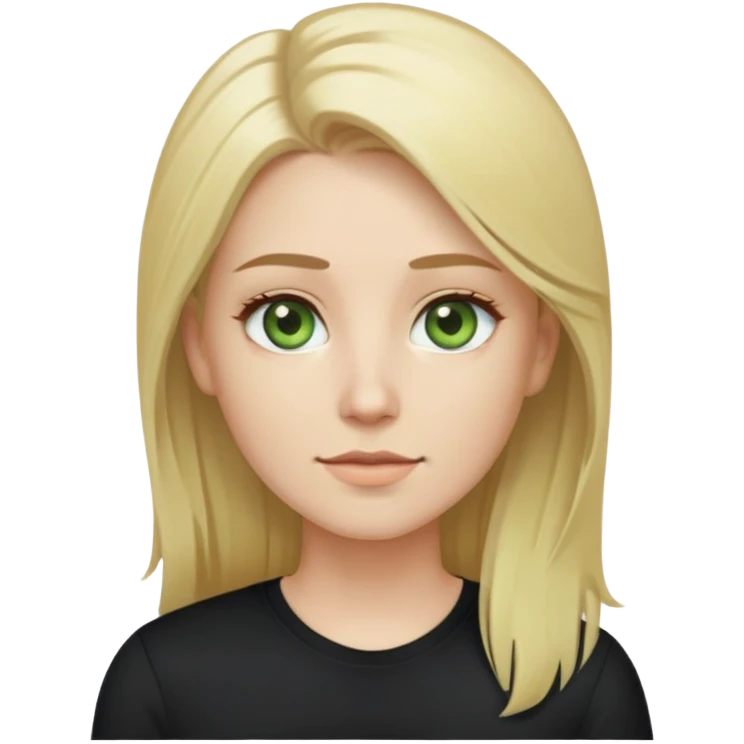 tech woman with blonde hair, pale green eyes, and beard. And black shirt with. like the last few emoji you've made me. emoji