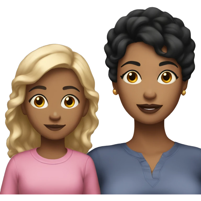 Light skin mom and daughter black hair emoji
