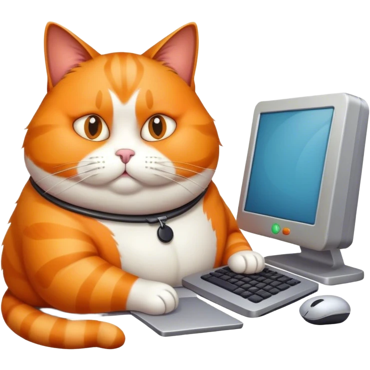 fat cat use computer emoji