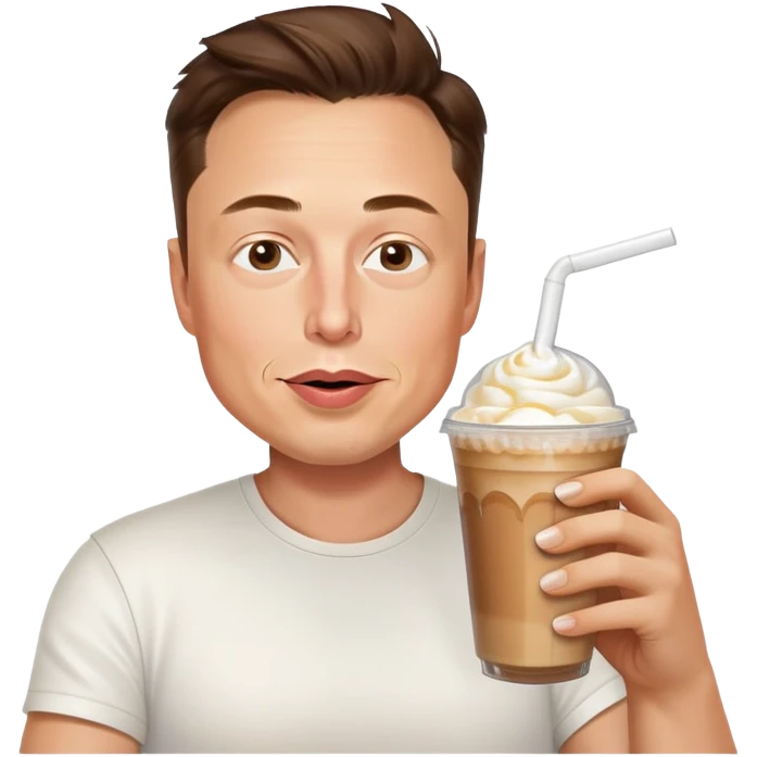 Elon musk with long nail and a frappe emoji