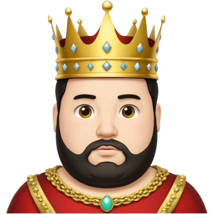 Bearded King, young fat king with short black beard, wearing crown
 emoji