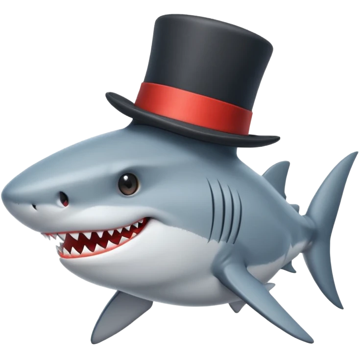 Shark with a top hat emoji