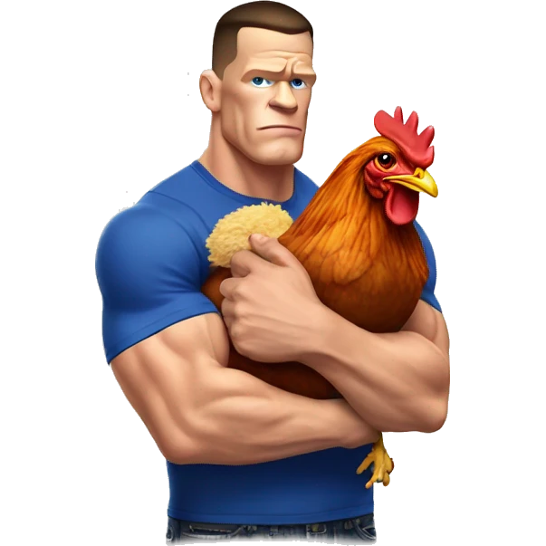 john cena with a chicken in a headlock emoji