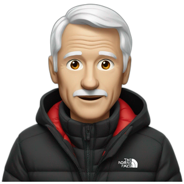 old white men with black and red supreme north face jacket emoji