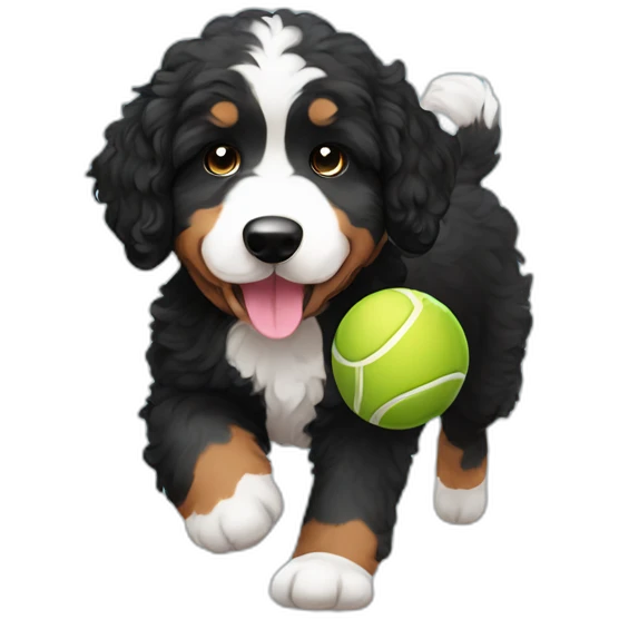 bernedoodle playing with ball emoji