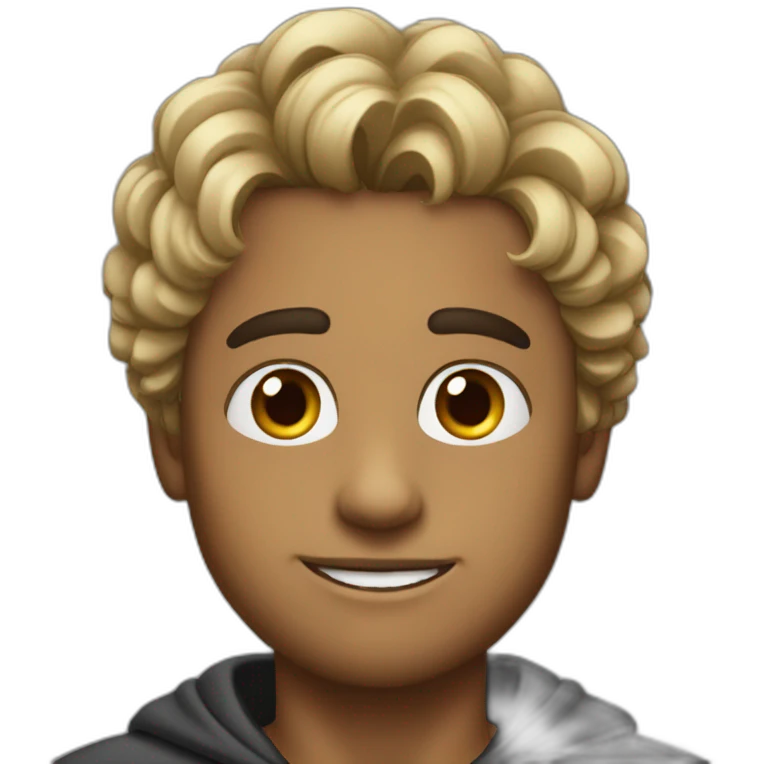 Chico con pelo corto, ojos negros emoji