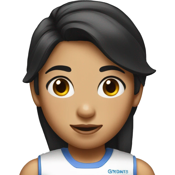 funny picture of a girl who has black hair and is wearing a gym uniform emoji