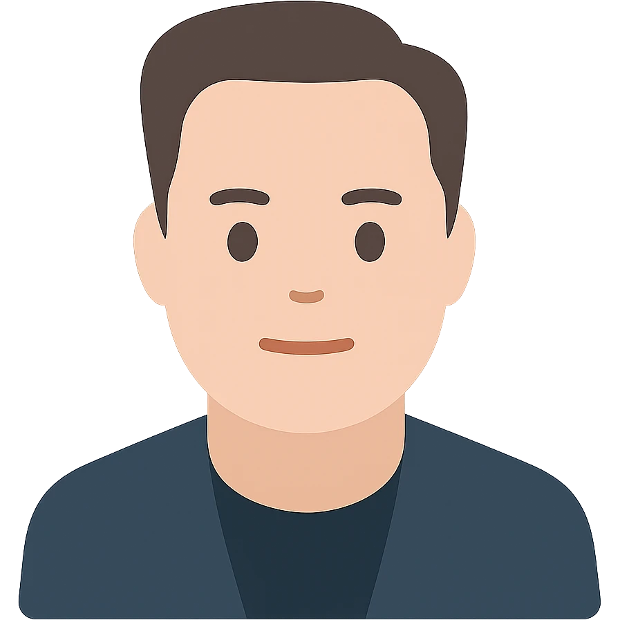 Elon Musk flat color icon, simplified facial features, no text emoji