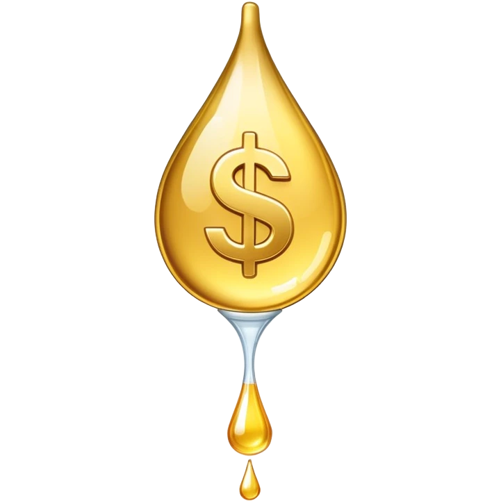 pipette with a golden drop, dollar sign inside the drop emoji