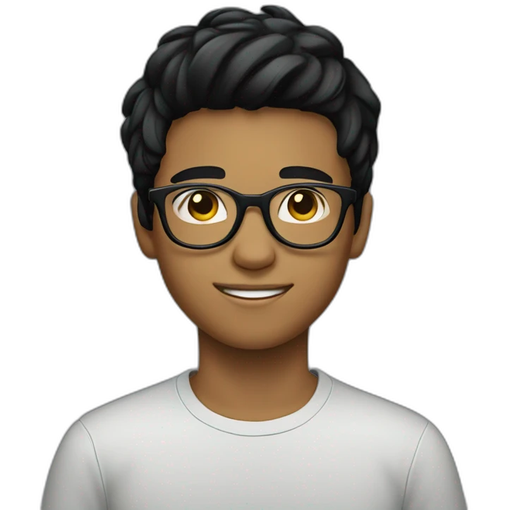 A teenager boy with black sweet and glasses black hair  emoji