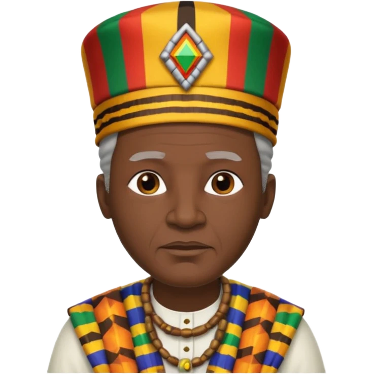 Create an emoji of an old African king wearing kente cloth, white shirt and kufi hat emoji
