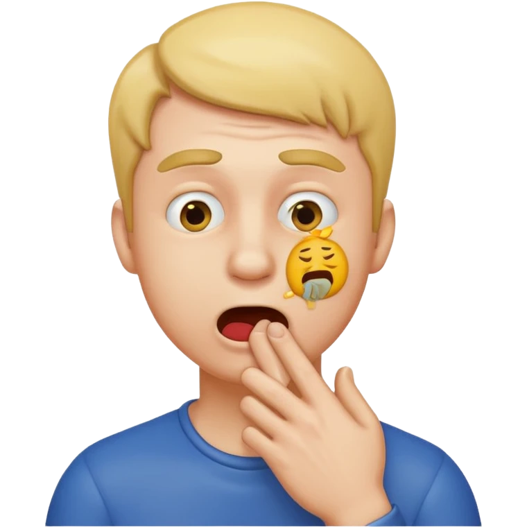 A guy choking himself as an emoji emoji
