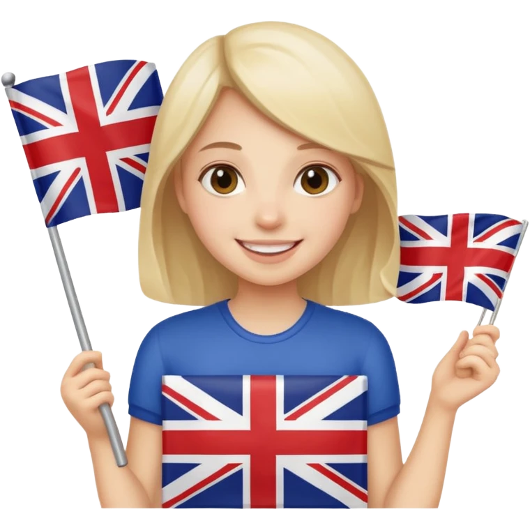 A girl from prestigios school holding British flag emoji