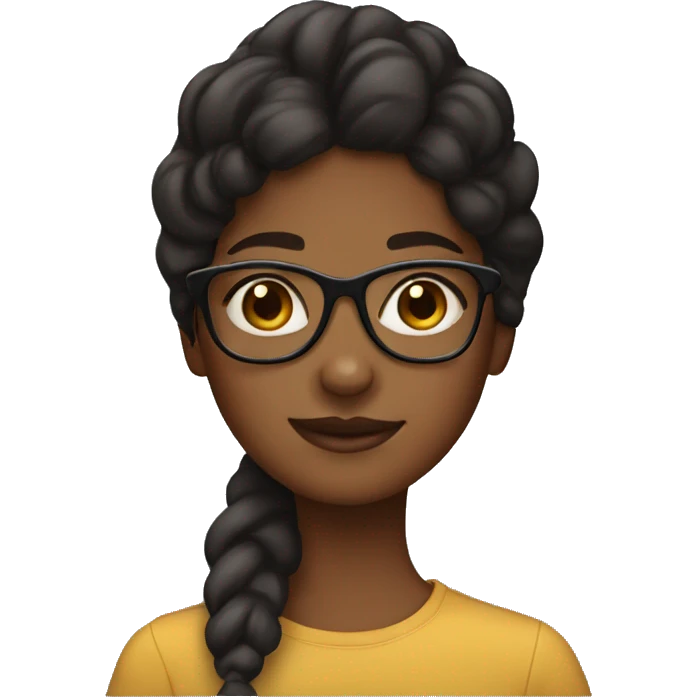 Brown skin girl with glasses emoji