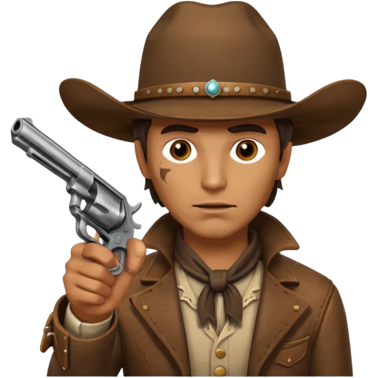 A cowboy pointing his revolver in your face  and saying, "Give me your money." emoji