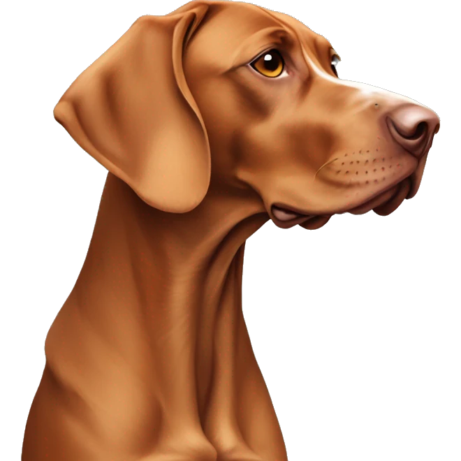 Vizsla full height aging with white fur concentrated around the nose and eyes emoji