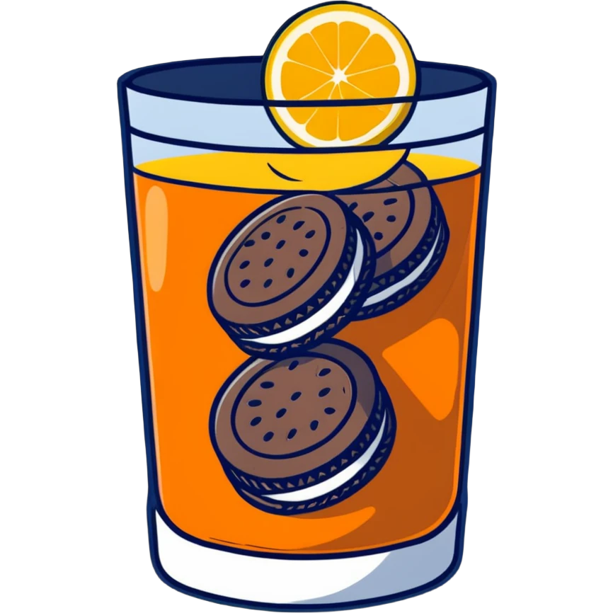 double stuffed Oreos with orange juice emoji