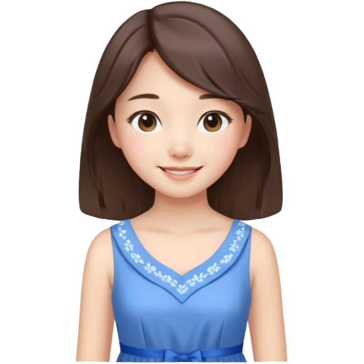 Korean girl in blue and white brunette girl in light prink dresses smiling emoji