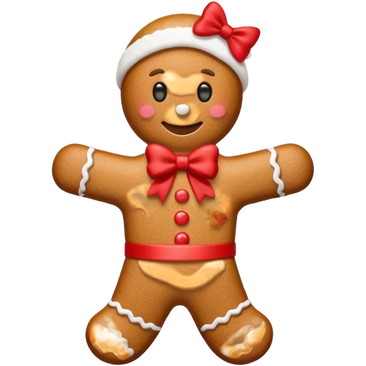 Gingerbread man with a red bow with white logotype "S" emoji