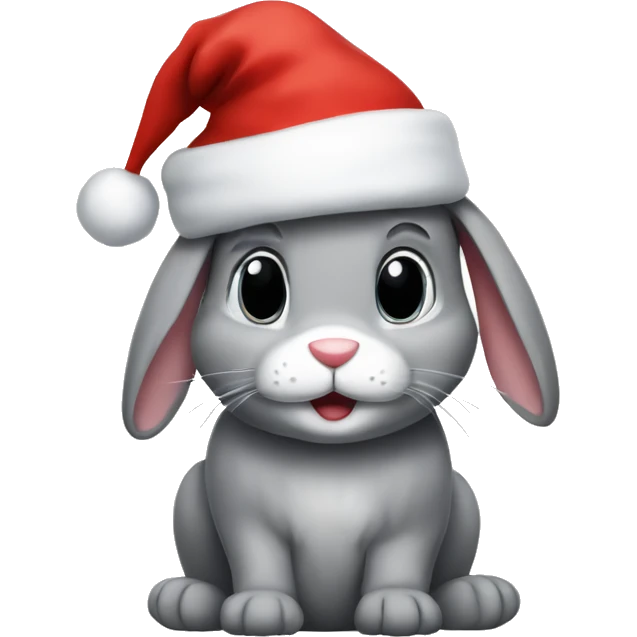 A grey bunny wearing a Santa hat emoji