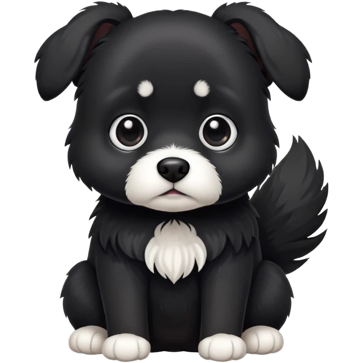 scared small solid black dog with white paws  emoji