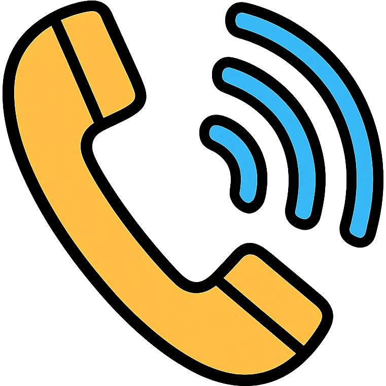 phone handset with sound waves, minimal color icon style emoji
