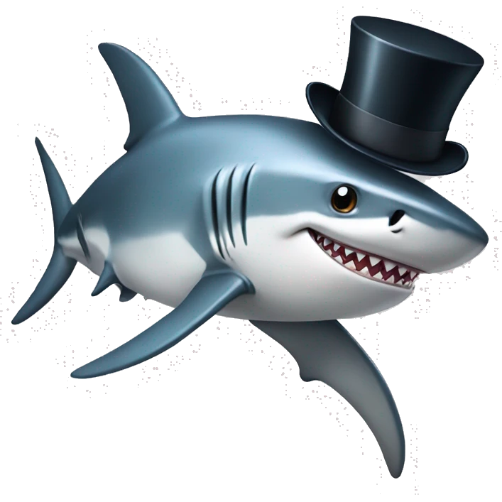 Shark with a top hat emoji