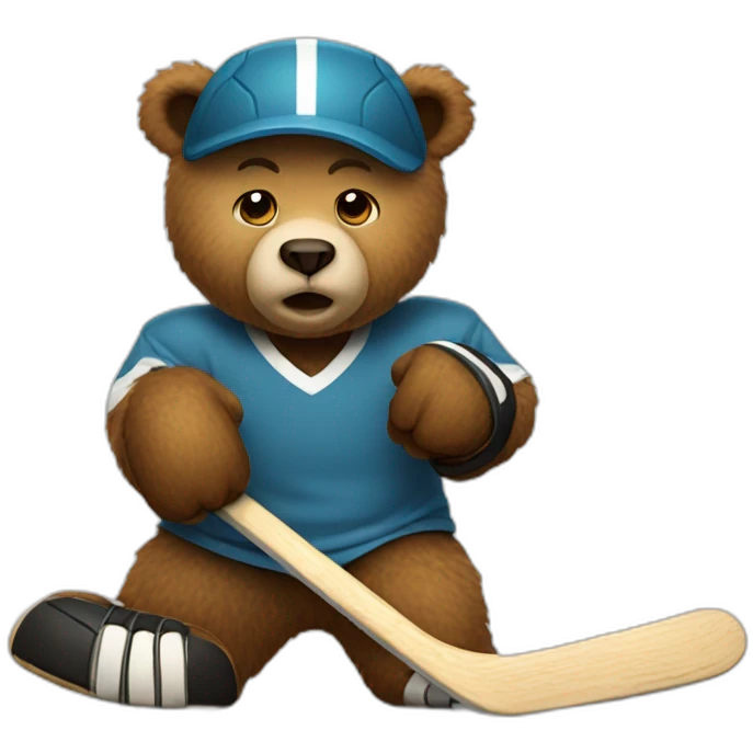 bear playing badly hockey emoji