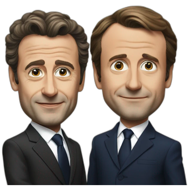 Nicolas Sarkozi and Francois Holland with Macron emoji