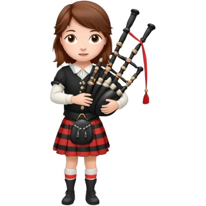scotch girl playing bagpipe full body red black striped skirt emoji