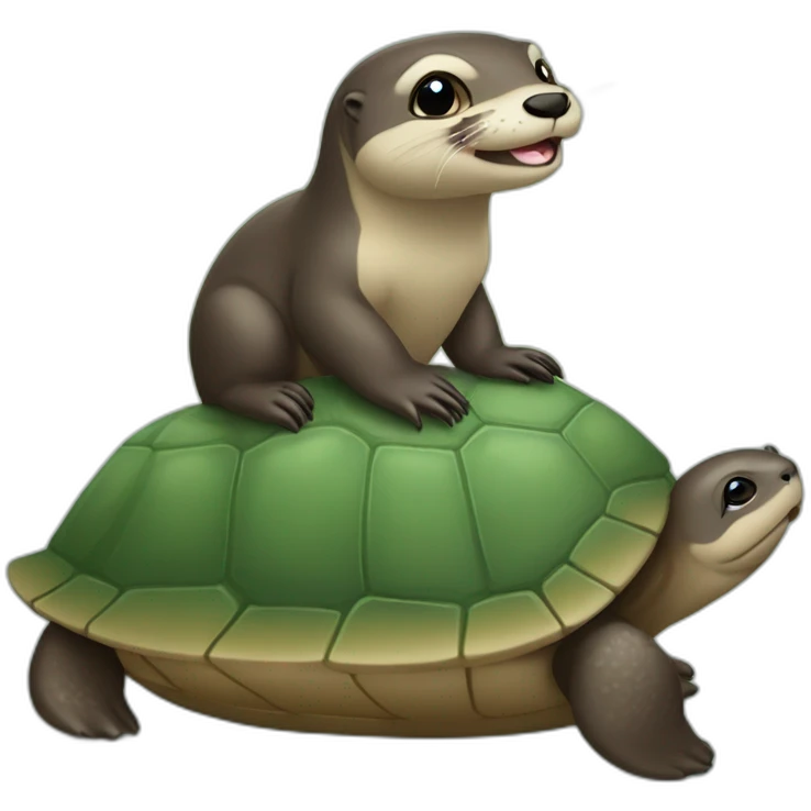 Une loutre sur une tortue emoji