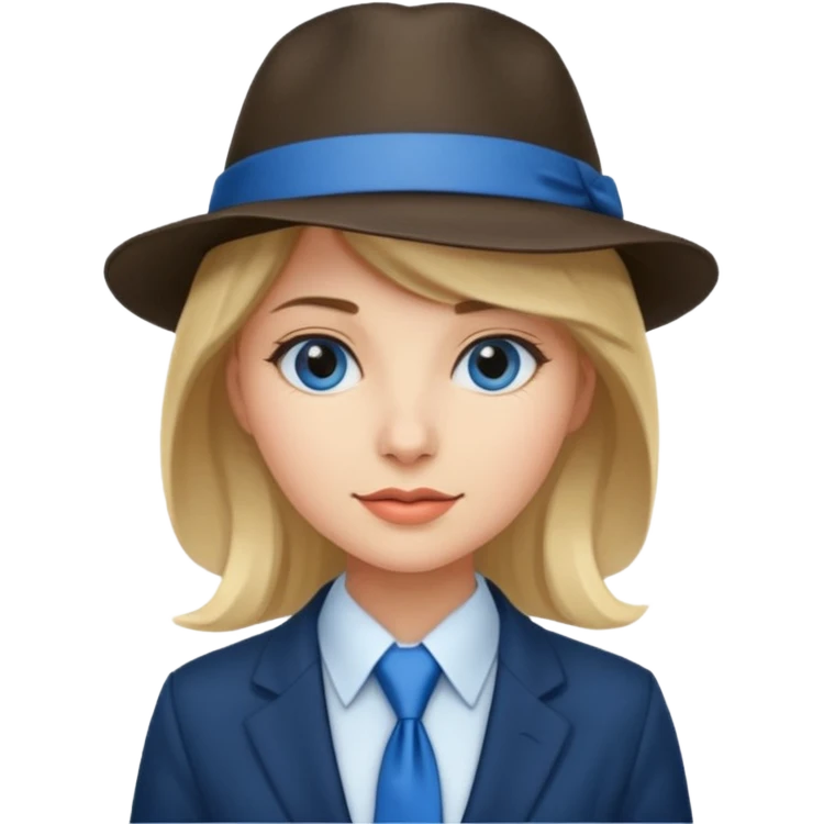 womwn with hat and blue ties emoji